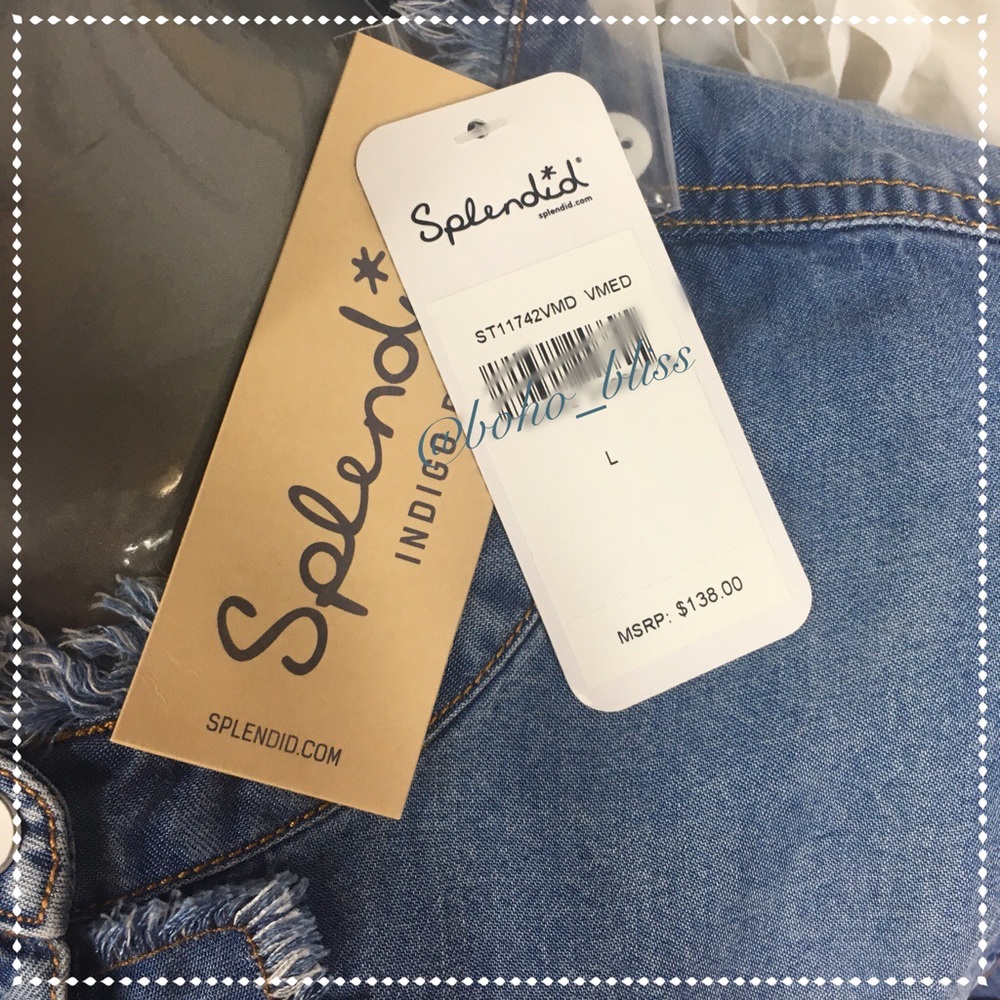 SPLENDID | Nordstrom Blue Chambray Ruffle Top NEW - Picture 6 of 8